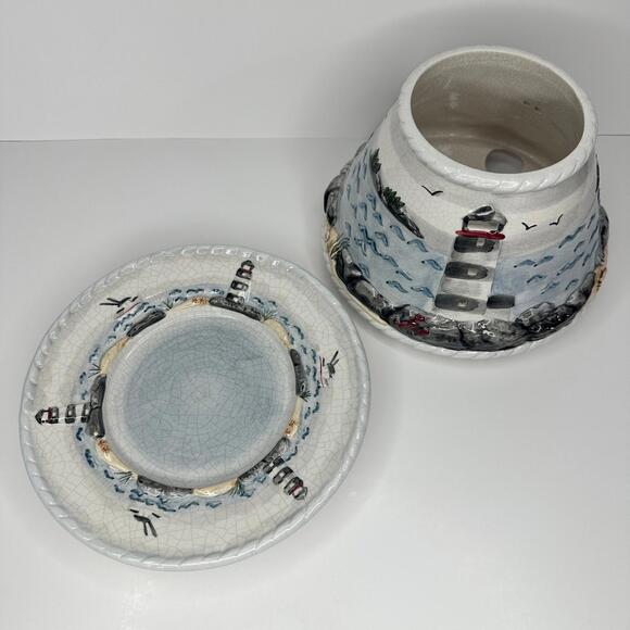 Yankee Candle Other - Vintage Yankee Candle Plate Set Lighthouse Beach Birds FLAWED